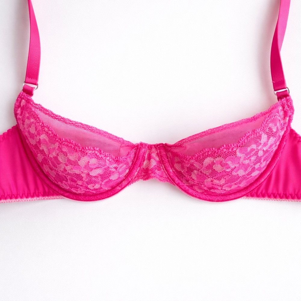 NWOT 🔥 Pink Lace Underwire Bra | Sheer Lace Demi Cup Lingerie | Leg Avenue